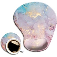 Dooke Ergonomic Mouse Pad With Gel Wrist Support - Pink Marble